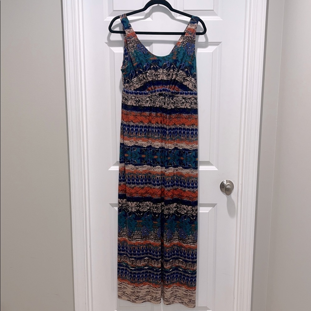 Soma Womens Maxi Dress Empire Waist coastal lounge Boho Stretchy  Large - Picture 3 of 9
